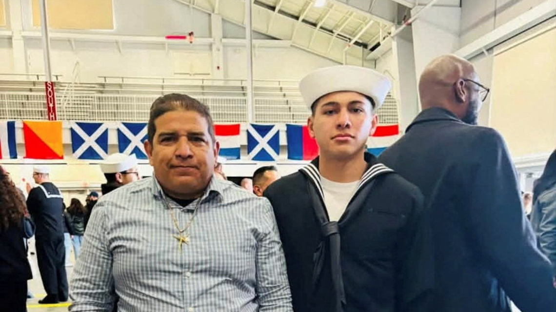 Father of sailor aboard US aircraft carrier freed from immigration detention 