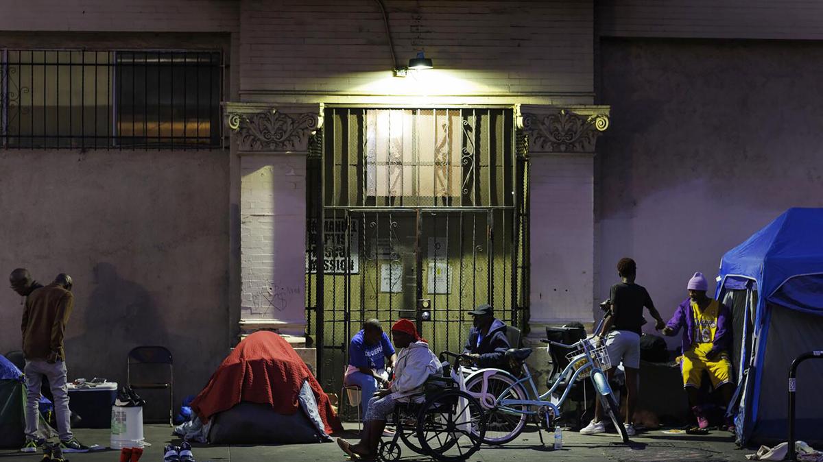 Skid Row is home to almost 4,000 homeless people and has the largest concentrate of homeless in Los Angeles County, shown on Dec. 11, 2025, in Los Angeles. (Gina Ferazzi/Los Angeles Times/TNS)