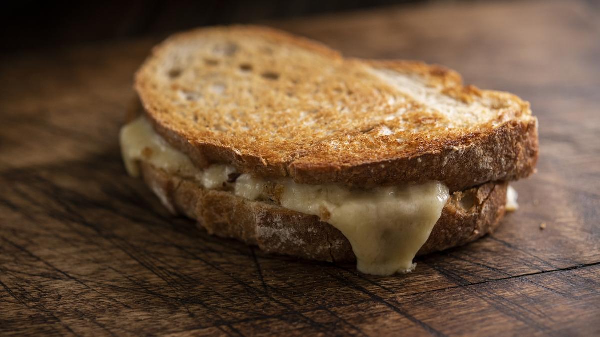 Cheese toasted sandwich made with sourdough bread.