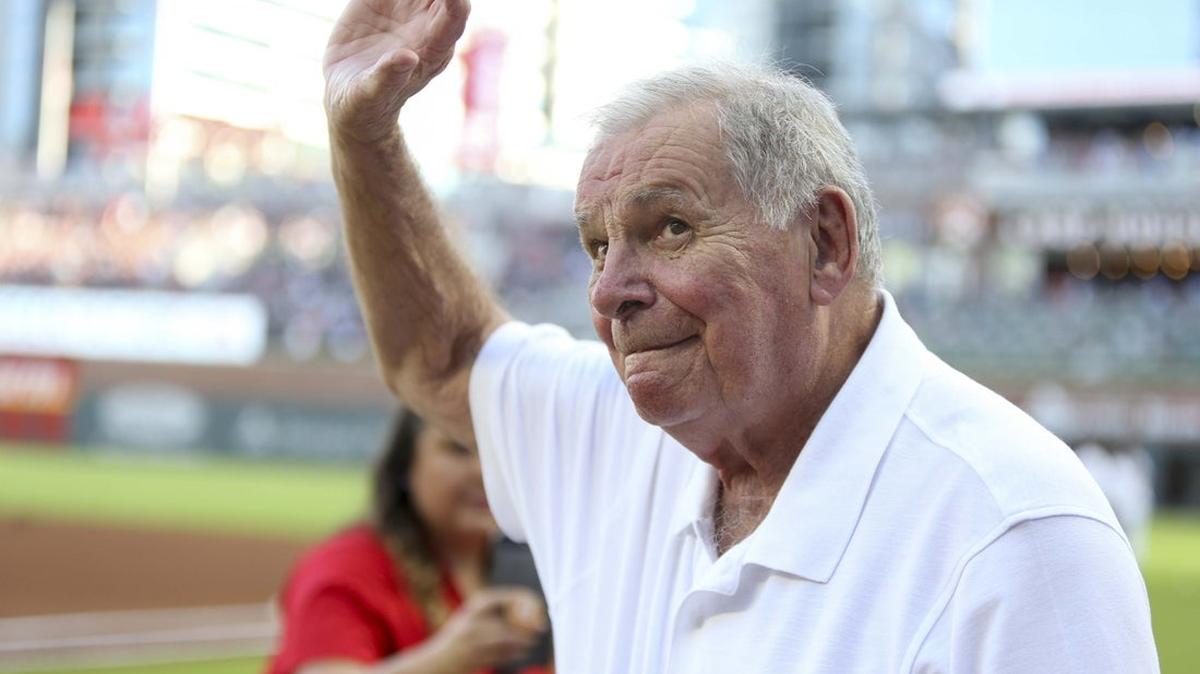 Former Atlanta Braves manager Bobby Cox was introduced before a game against the Milwaukee Brewers on Aug 11, 2018, at SunTrust Park in Atlanta. Cox died Saturday in Marietta, Georgia, at age 84.