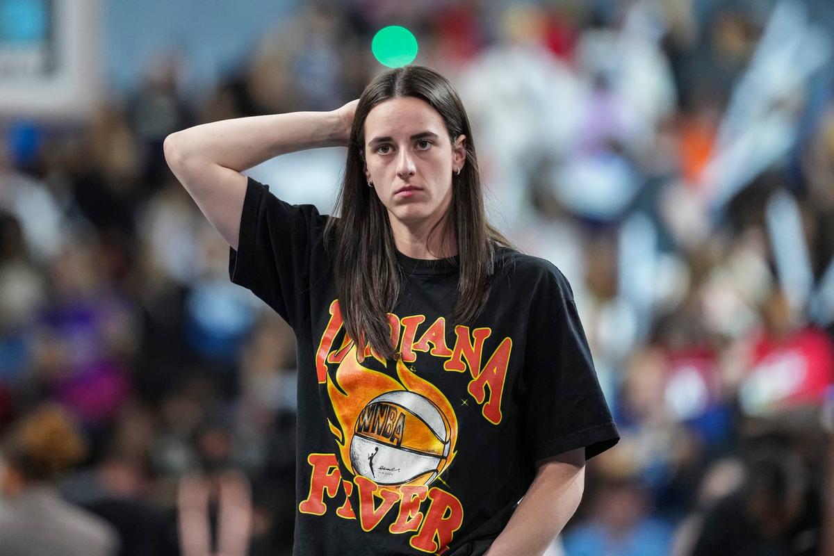  Indiana Fever guard Caitlin Clark supports the team during the WNBA playoffs Dale Zanine-Imagn Images