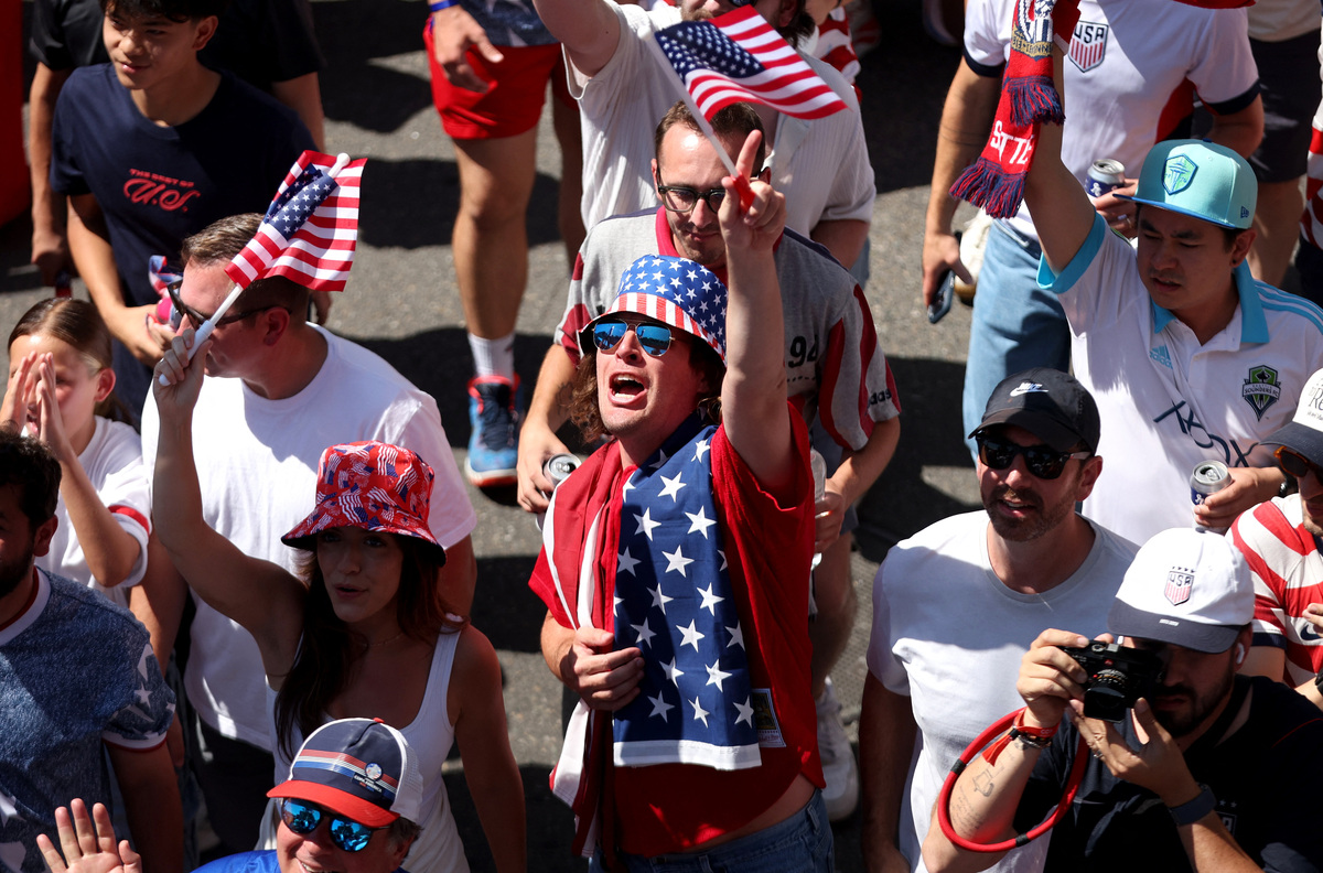 Soccer Football - FIFA World Cup 2026 - Round of 16 - United States v Belgium - Fans gather in Seattle - Seattle, Washington, U.S. - July 6, 2026 United States fans gather in Seattle before the match IMAGN IMAGES via Reuters/Kevin Ng