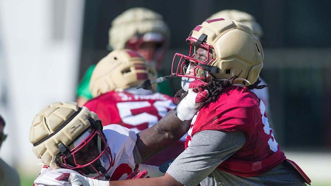  The Florida State Seminoles football team practice for the upcoming season Thursday, April 9, 2026. | Alicia Devine/Tallahassee Democrat / USA TODAY NETWORK via Imagn Images 
