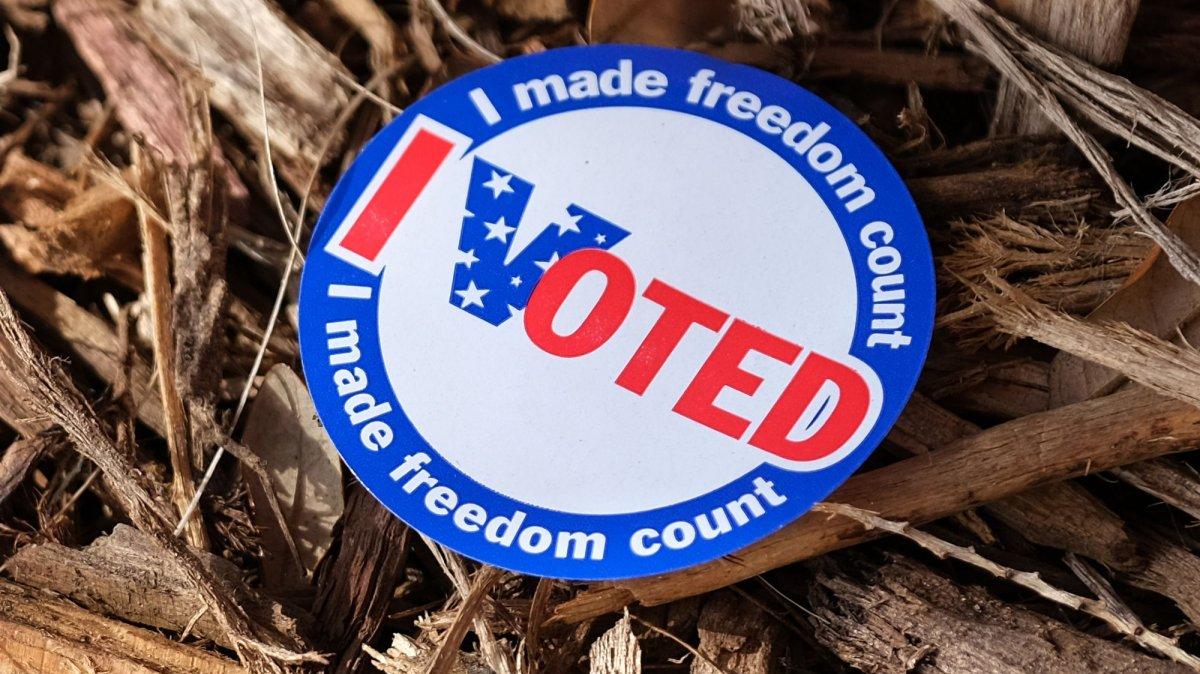 An "I Voted" stickers is shown on Election Day 2020. On Thursday, Tennessee Republicans voted to approve a new map eliminating the state's sole Democrat-leaning, Black-majority district. File Photo by Gary I Rothstein/UPI