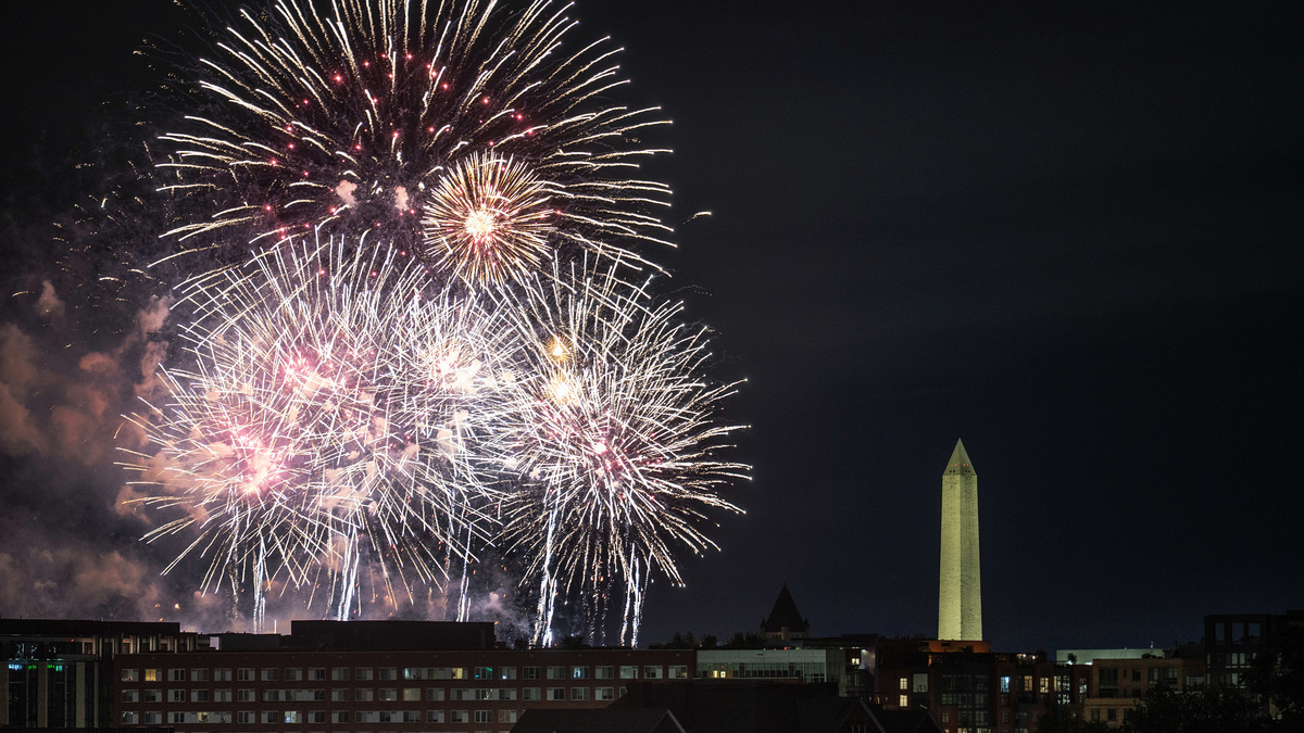 Fireworks are seen over the National Mall after the UFC Freedom 250 event at the White House on Monday, June 15, 2026, in Washington, D.C. (Tom Williams/CQ Roll Call/ZUMA Press/TNS)