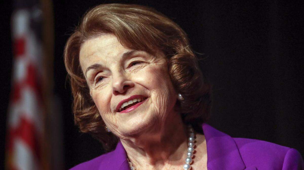 California Sen. Dianne Feinstein at a 2017 lunch hosted by the Greater Riverside Chambers of Commerce.