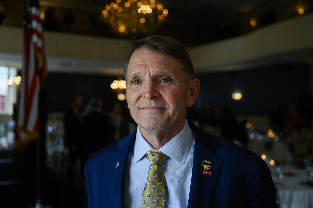  Republican congressional candidate for Kentucky, Ed Gallrein, stands for a portrait during the Kenton County Republican Party Lincoln Day Dinner on April 30 in Covington, Kentucky. (AP Photo/Jon Cherry) 