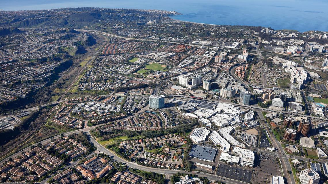 Homes in University City in late January.  The median home price was down slightly in February in San Diego County. (K.C. Alfred / The San Diego Union-Tribune)
