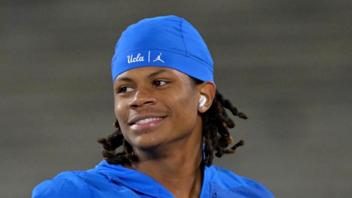  Nov 22, 2025; Pasadena, California, USA; UCLA Bruins wide receiver Kwazi Gilmer (3) warms up prior to the game against the Washington Huskies at Rose Bowl. Mandatory Credit: Jayne Kamin-Oncea-Imagn Images | Jayne Kamin-Oncea-Imagn Images 