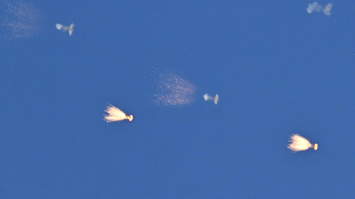 This photograph shows Ukrainian air defense firing at drones during a Russian drone and missile attack over Kyiv, Ukraine, on March 16, 2026, amid the Russian invasion in Ukraine. (Sergei Supinsky/AFP/Getty Images/TNS)