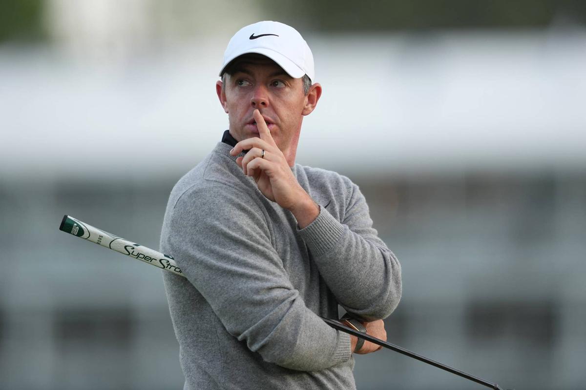  May 15, 2026; Newtown Square, Pennsylvania, USA; Rory McIlroy stands at the 17th hole during the second round of the PGA Championship golf tournament. Mandatory Credit: James Lang-Imagn Images 