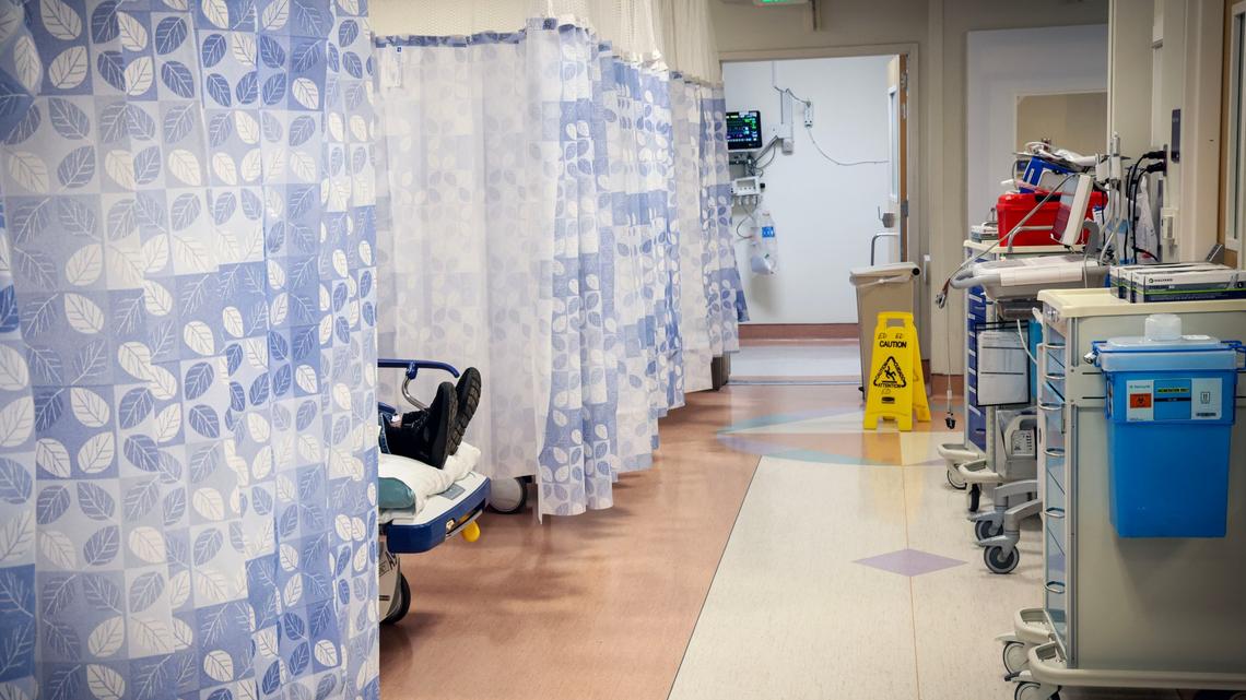 A patient in the Emergency Room area at Scripps Mercy Hospital in Chula Vista on Monday, December 29, 2025. Hospitals are at risk of losing significant Medi-Cal reimbursement due to federal budget changes .(Photo by Sandy Huffaker for The San Diego Union-Tribune)