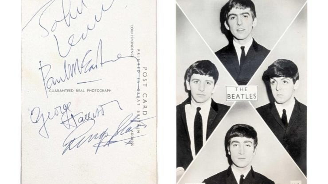 Postcard signed by all four Beatles to fetch thousands at auction