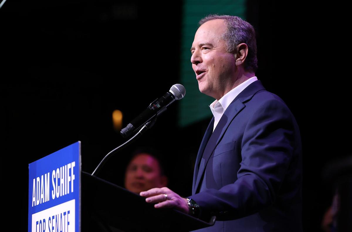 Adam Schiff speaks to supporters during an election party at the Avalon in Los Angeles. (Wally Skalij/Los Angeles Times/TNS)