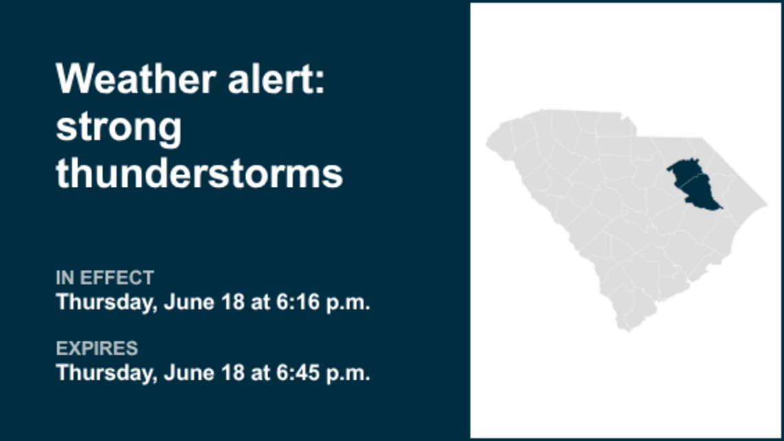 Weather alert for Darlington and Florence counties Thursday evening, says the NWS 