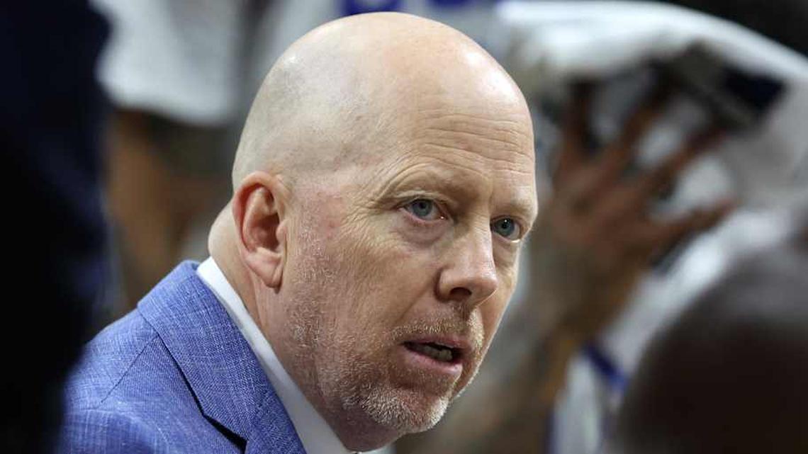  Mar 20, 2026; Philadelphia, PA, USA; UCLA Bruins head coach Mick Cronin reacts in the first half during a first round game of the men's 2026 NCAA Tournament at Xfinity Mobile Arena. Mandatory Credit: Bill Streicher-Imagn Images | Bill Streicher-Imagn Images 