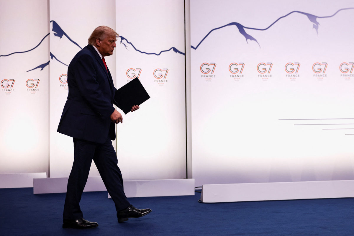 U.S. President Donald Trump holds a press conference during the G7 Summit in Evian-les-Bains, France, June 17, 2026. REUTERS/Evelyn Hockstein