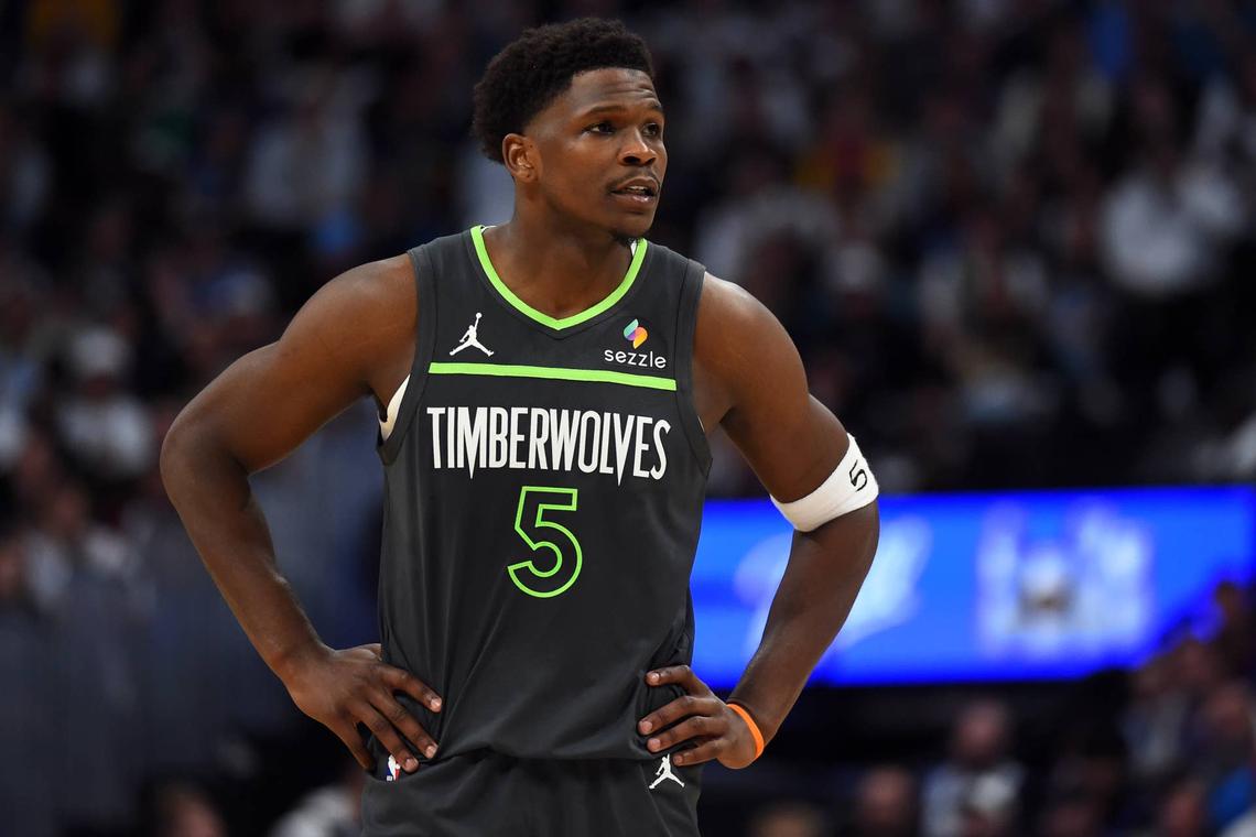  Minnesota Timberwolves guard Anthony Edwards (5) Christopher Hanewinckel-Imagn Images