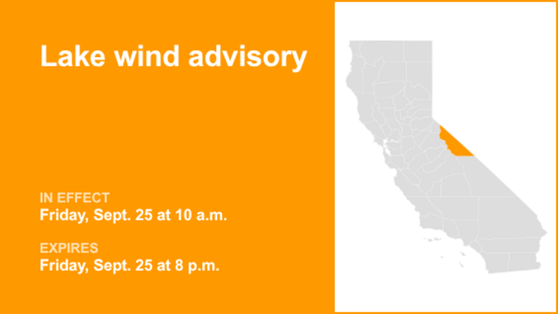 Mono County under a lake wind advisory until Friday evening, says the NWS 