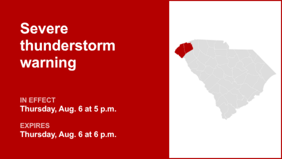 UPDATE: The current severe thunderstorm warning will be expiring at 6 p.m. 
