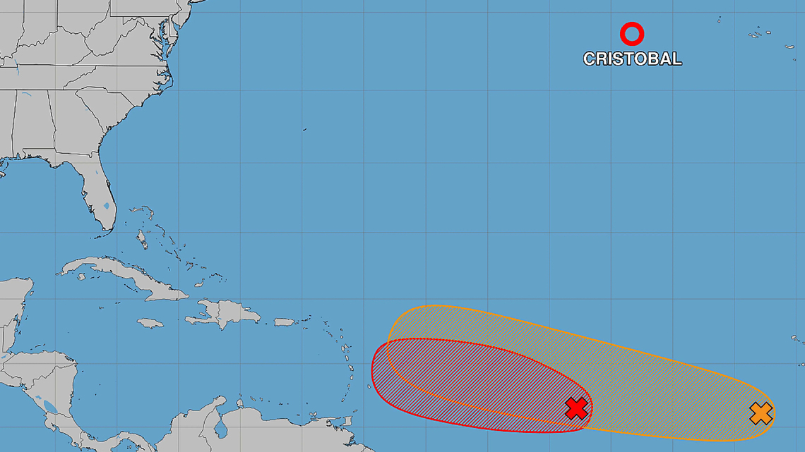 Hurricane center eyes 2 Caribbean-bound systems as Cristobal falls apart 