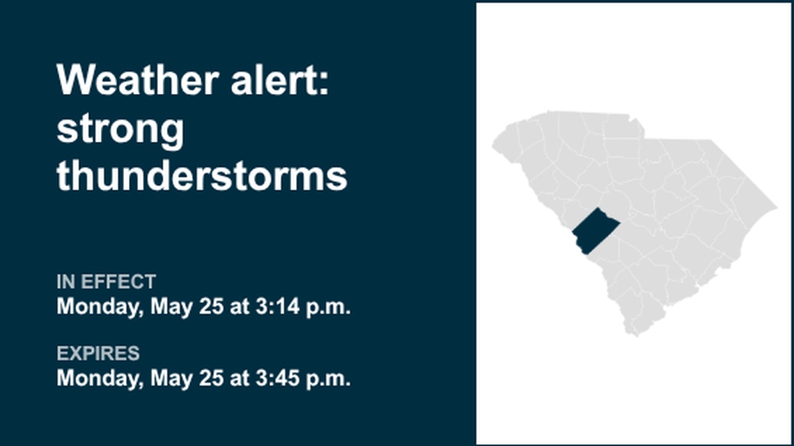 Weather alert in place for Aiken County Monday afternoon - winds gusting up to 50 mph 