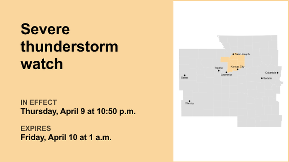 Update: Severe thunderstorm watch active for the Kansas City area until 1 a.m. Friday 