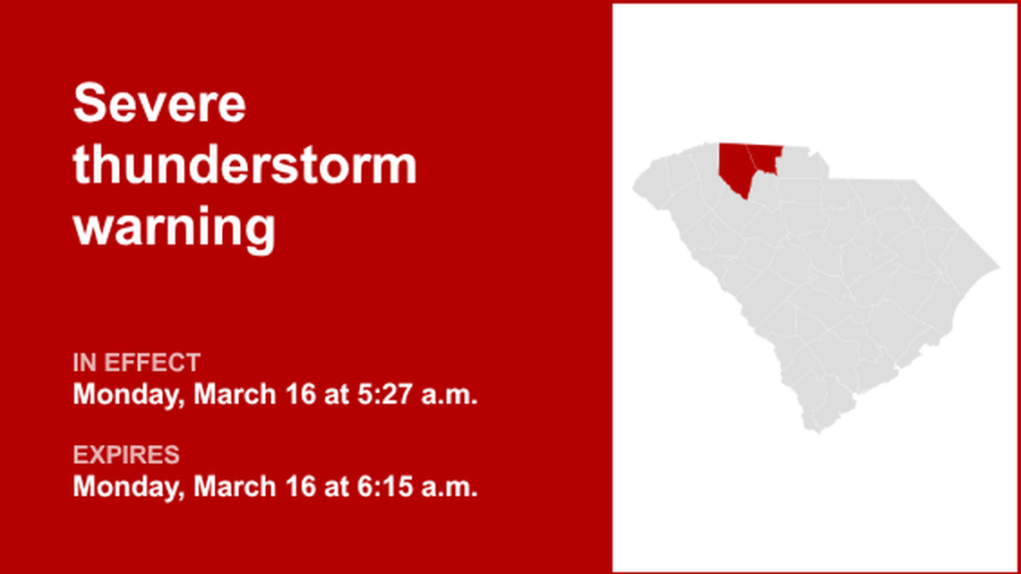 UPDATE: Severe thunderstorm warning in place for Upstate SC Monday morning 