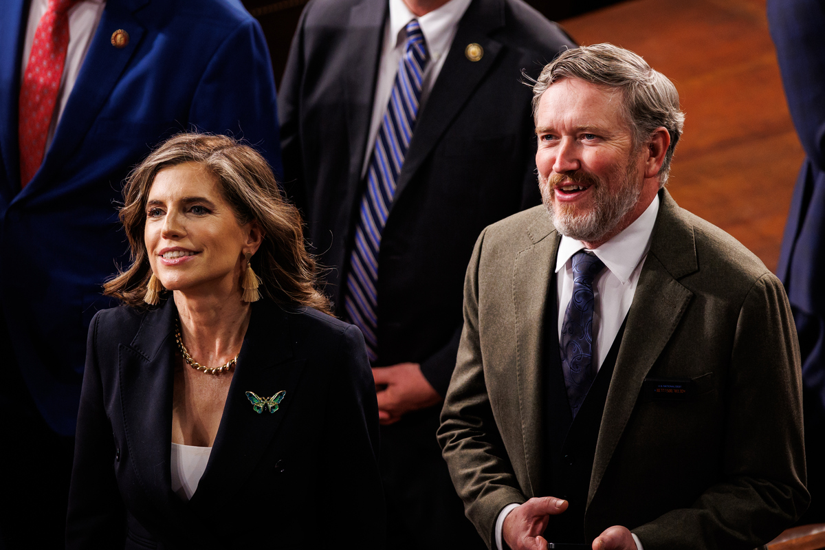  Nancy Mace and Thomas Massie attend Trump’s State of the Union address at the U.S. Capitol on February 24, 2025 in Washington, D.C. 