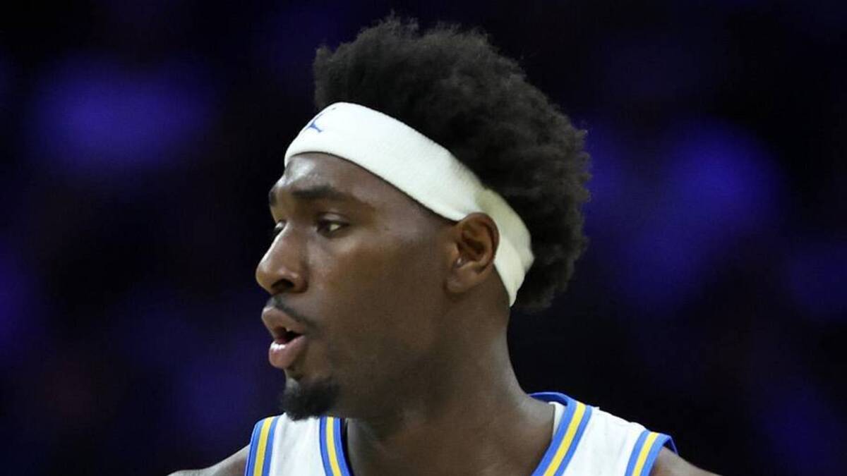  Mar 20, 2026; Philadelphia, PA, USA; UCLA Bruins forward Eric Dailey Jr. (3) reacts against the UCF Knights in the first half during a first round game of the men's 2026 NCAA Tournament at Xfinity Mobile Arena. Mandatory Credit: Bill Streicher-Imagn Images | Bill Streicher-Imagn Images 