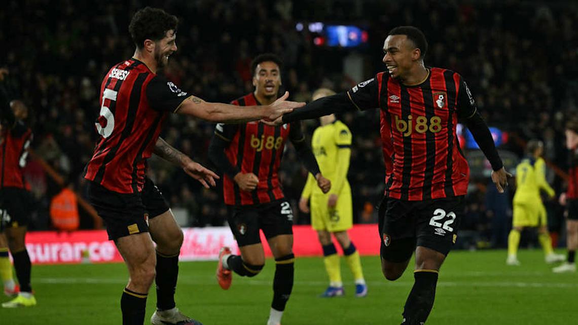  Marcos Senesi (left) and Eli Junior Kroupi are both linked with Man Utd. | Glyn KIRK/AFP/Getty Images 