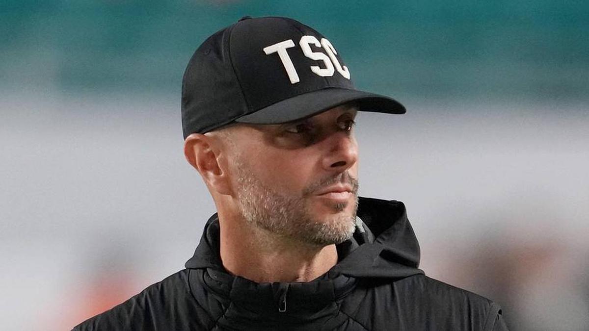  Jan 19, 2026; Miami Gardens, FL, USA; Las Vegas Raiders general manager John Spytek walks on the sideline before the CFP National Championship college football game between the Indiana Hoosiers and the Miami Hurricanes at Hard Rock Stadium. Mandatory Credit: Kirby Lee-Imagn Images | Kirby Lee-Imagn Images 