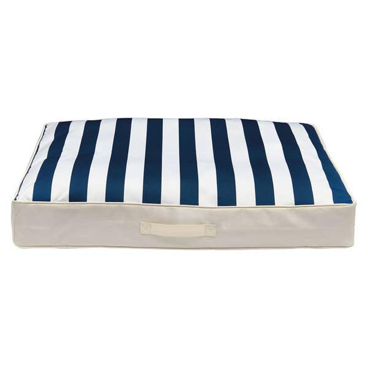  Heart to Tail Indoor/Outdoor Cooling Pet Bed, navy stripe.