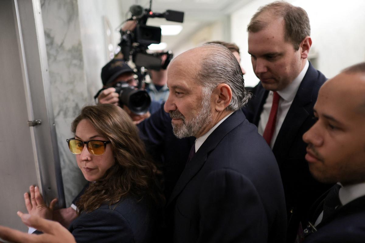 U.S. Commerce Secretary Howard Lutnick departs following an interview with the House Oversight and Government Reform Committee as part of the panel's ongoing probe of late sex offender and financier Jeffrey Epstein, on Capitol Hill in Washington, D.C., U.S., May 6, 2026. REUTERS/Jonathan Ernst