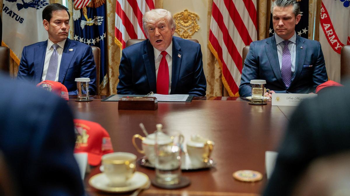 President Donald Trump, Secretary of State Marco Rubio and Defense Secretary Pete Hegseth attend a cabinet meeting at the White House, in Washington on Wednesday. The United States and Iran reached an agreement on Thursday to extend their ceasefire and lift restrictions on shipping through the Strait of Hormuz, sources told Reuters, though Trump has yet to approve it and Iranian state media said it had not been finalized.