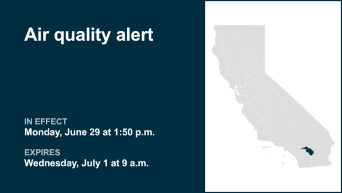 Air quality alert active for Coachella Valley and San Gorgonio Pass Near Banning Wednesday 