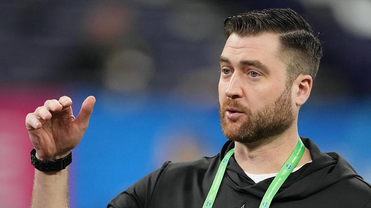  Mar 2, 2024; Indianapolis, IN, USA; New Orleans Saints quarterbacks coach Andrew Janocko during the 2024 NFL Combine at Lucas Oil Stadium. Mandatory Credit: Kirby Lee-Imagn Images | Kirby Lee-Imagn Images 