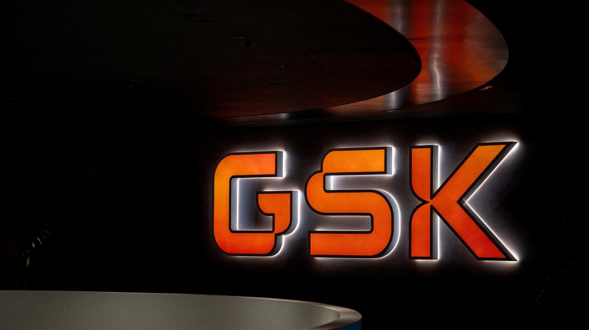 FILE PHOTO: Signage is pictured in the main lobby of GSK offices in London, Britain, February 20, 2025. REUTERS/Chris J. Ratcliffe/File Photo