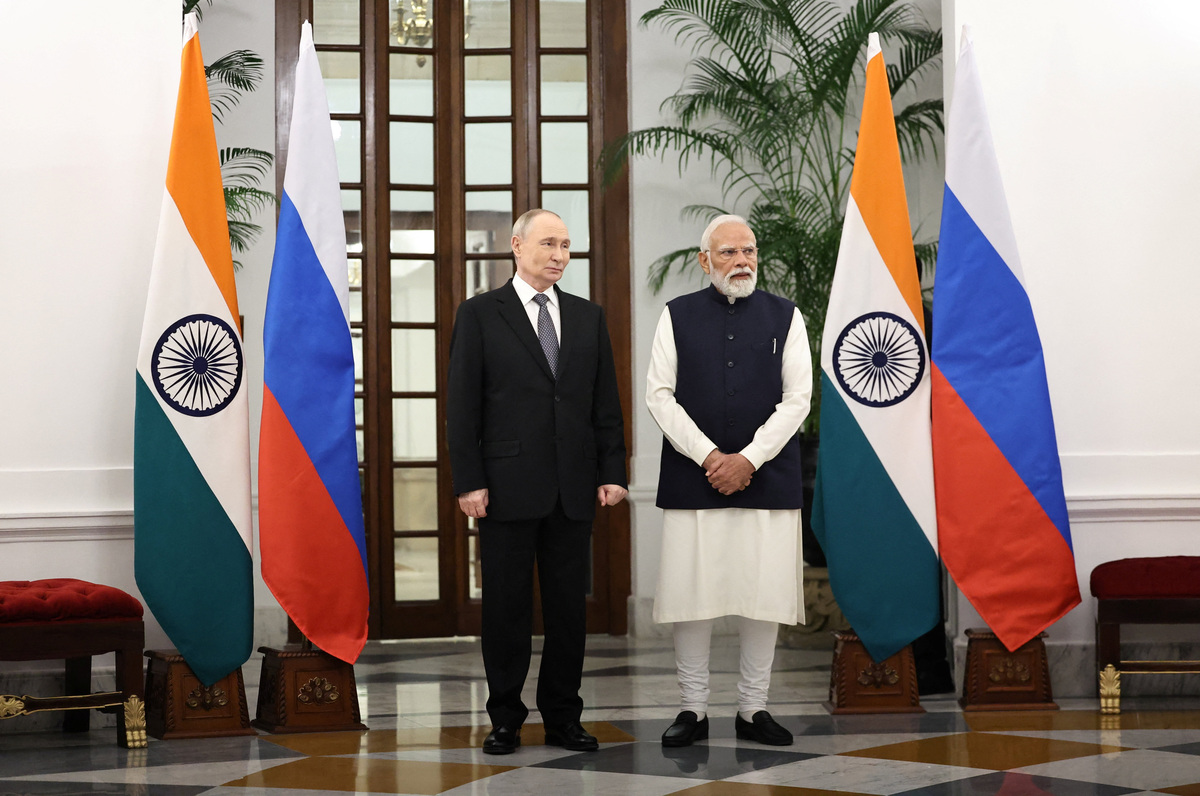 Russia's President Vladimir Putin and India's Prime Minister Narendra Modi attend a meeting in New Delhi, India, December 5, 2025. Sputnik/Alexander Kazakov/Pool via REUTERS ATTENTION EDITORS - THIS IMAGE WAS PROVIDED BY A THIRD PARTY.