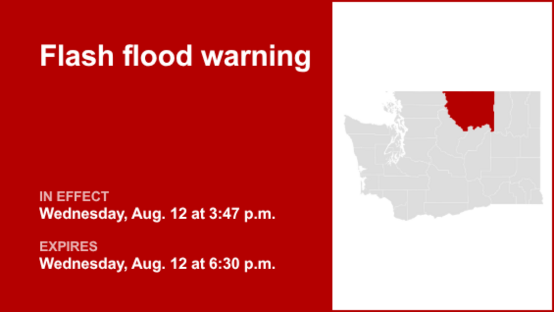 Flash flood warning in place for Okanogan County Wednesday evening due to thunderstorms 