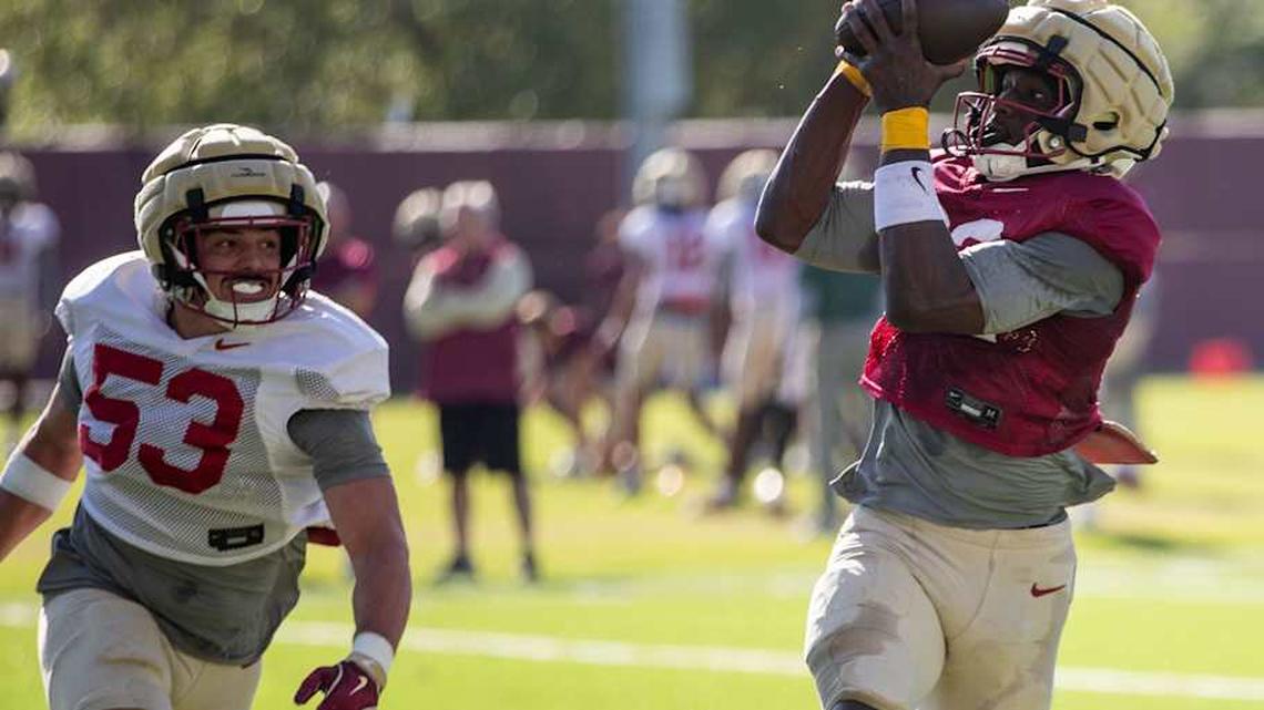  The Florida State Seminoles football team practice for the upcoming season Thursday, April 9, 2026. | Alicia Devine/Tallahassee Democrat / USA TODAY NETWORK via Imagn Images 
