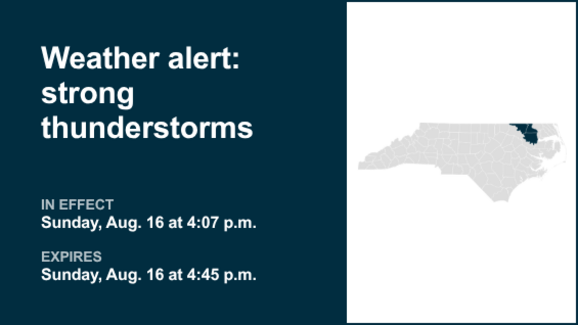 UPDATE: Prepare for strong thunderstorms in Hertford and Bertie counties early Sunday evening 