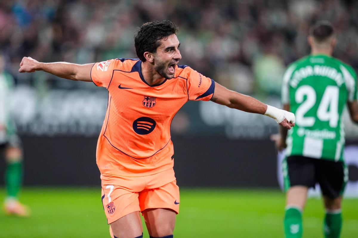  Ferran Torres of FC Barcelona celebrates a goal during the Spanish league, LaLiga EA Sports, football match played between Real Betis and FC Barcelona at La Cartuja stadium on December 6, 2025, in Sevilla, Spain. (Photo By Joaquin Corchero/Europa Press via Getty Images) Photo By Joaquin Corchero/Europa Press via Getty Images