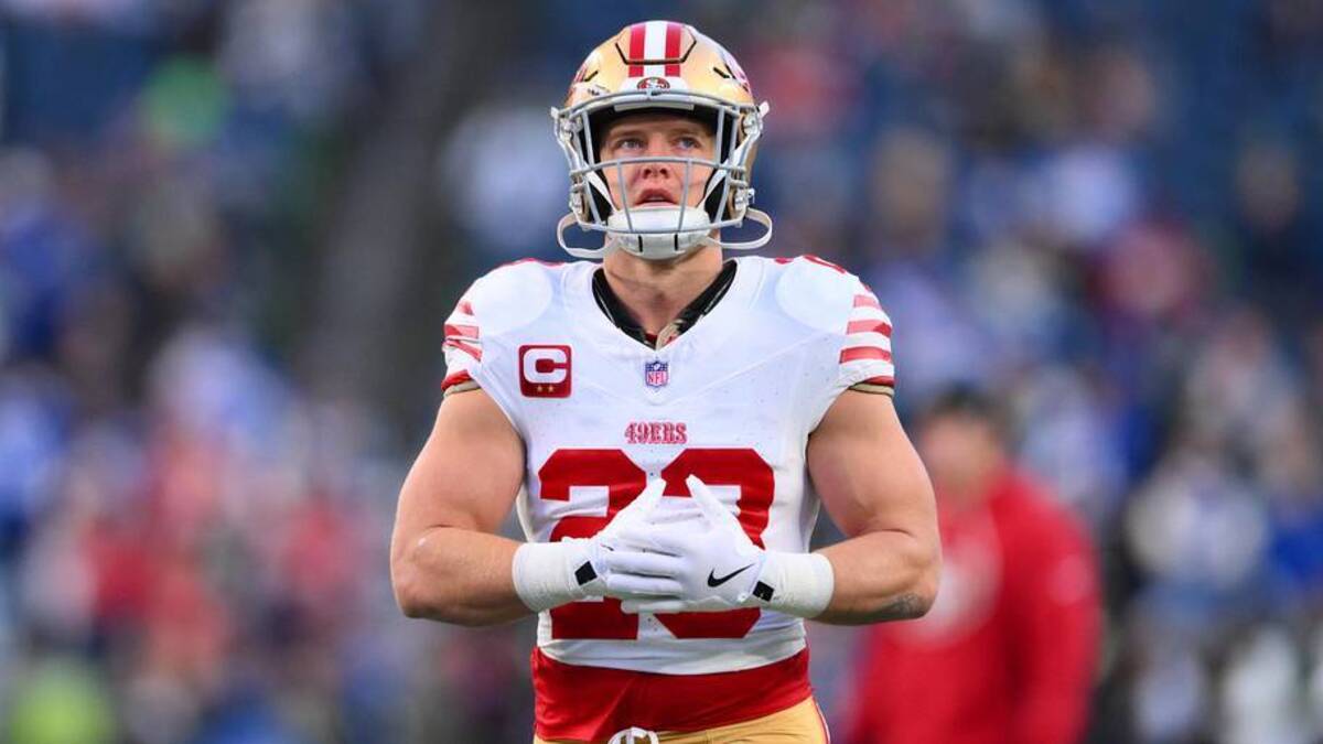 San Francisco 49ers running back Christian McCaffrey (23) warms up before a game against the Seattle Seahawks in an NFC Divisional Round game at Lumen Field. | Steven Bisig-Imagn Images 