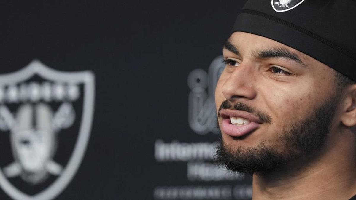  May 2, 2026; Henderson, NV, USA; Las Vegas Raiders safety Treydan Stukes (31) speaks during a news conference at the team's Rookie Minicamp at Intermountain Health Performance Center. Mandatory Credit: Candice Ward-Imagn Images | Candice Ward-Imagn Images 