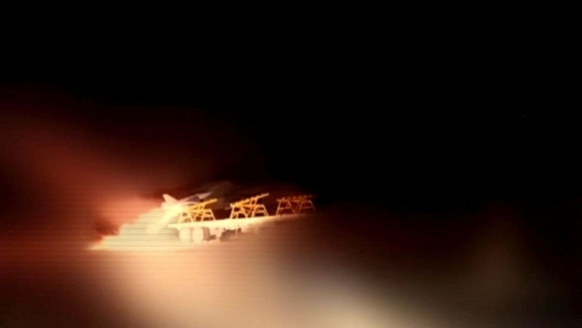 A still image from handout video released July 14, 2026 said to show a drone being launched by Iran from an unknown location to attack U.S. positions at Azraq base in Jordan.    IRIB/Handout via REUTERS