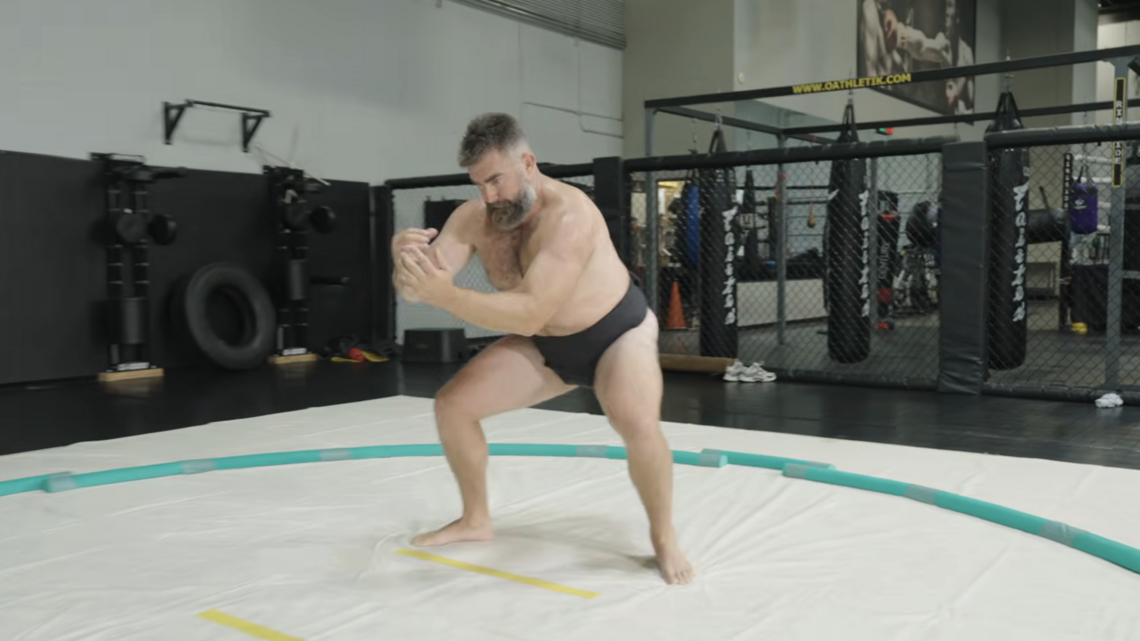 Jason Kelce Shows Off Weight Loss During Sumo Wrestling Challenge in Texas 