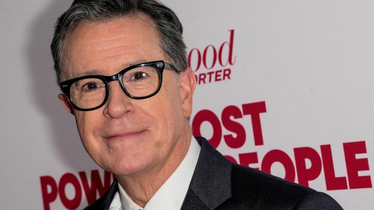 FILE PHOTO: Stephen Colbert arrives for The Hollywood Reporter's The Most Powerful People in Media, in New York, U.S., May 7, 2026.  REUTERS/Eduardo Munoz/File Photo