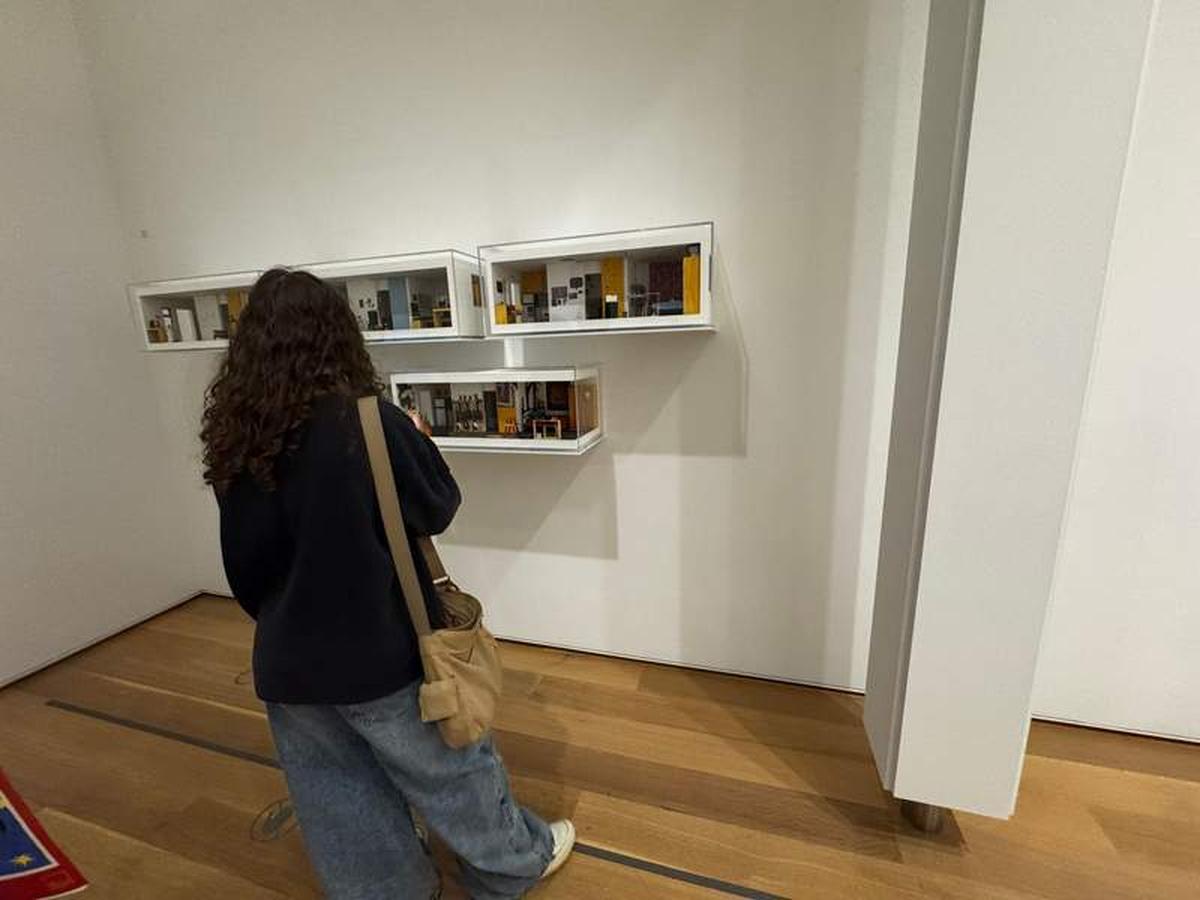  My daughter exploring the modular cube installation in A New View: 20th- and 21st-Century Architecture and Design at the Art Institute of Chicago. Photo credit: Emily Molina 