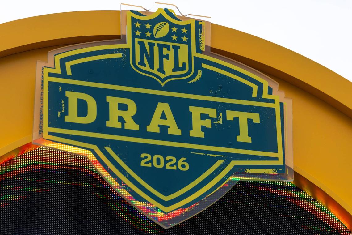  January 7, 2026; The 2026 NFL Draft logo is displayed atop the NFL Draft countdown clock. 